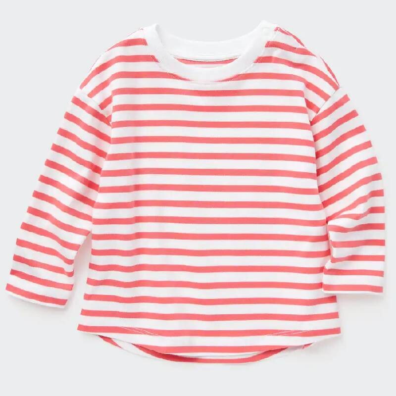 

Футболка для малышей Uniqlo Toddler Cotton Striped Crew Neck, красный
