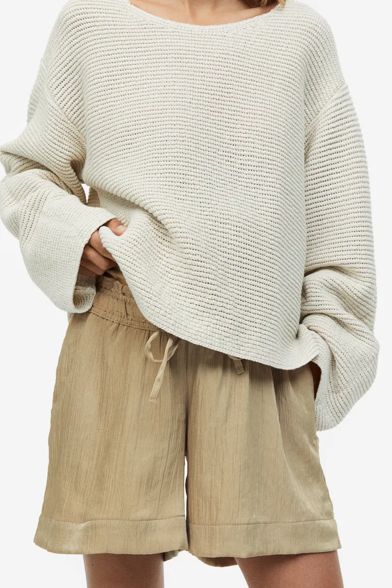 

Шорты из мятой ткани H&M, бежевый
