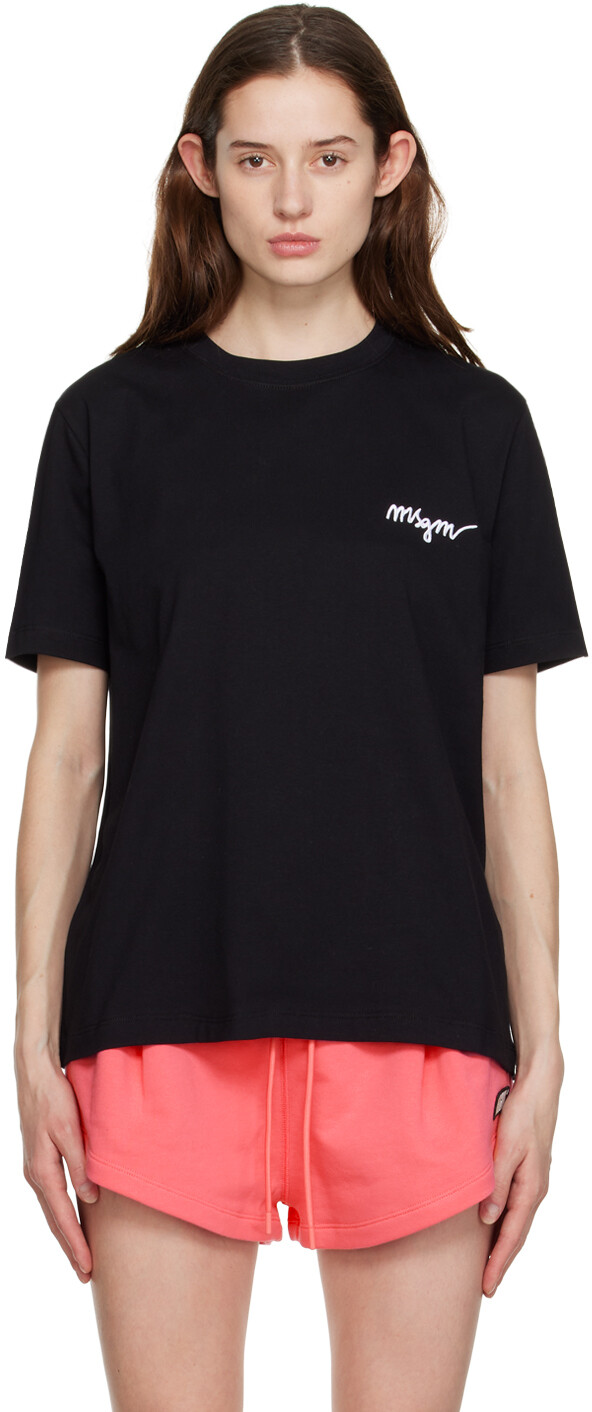 

Черная футболка с вышивкой MSGM, Черный