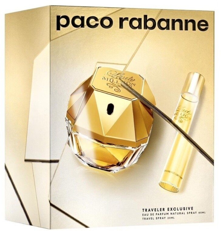 Exclusive travel. Paco Rabanne million 1 Трэвэл набор. Paco Rabanne Lady million fabulous. Леди миллион 80мл. Lady million Paco Rabanne описание.