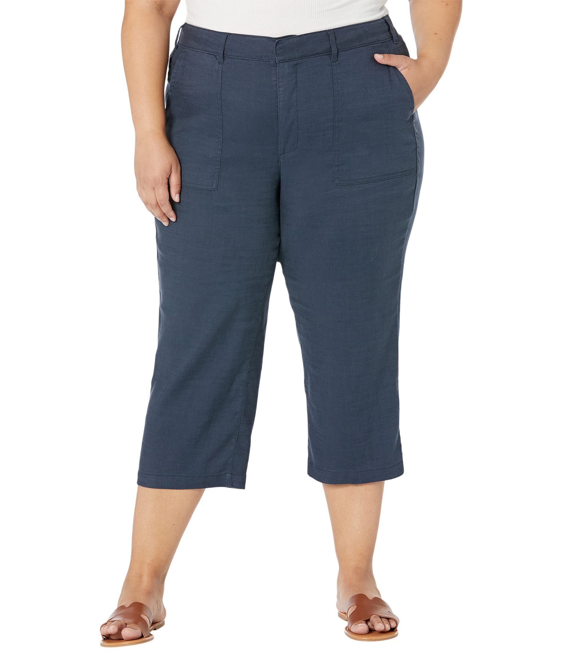 Брюки NYDJ Plus Size, Plus Size Utility Pants in Stretch Linen in Olivine