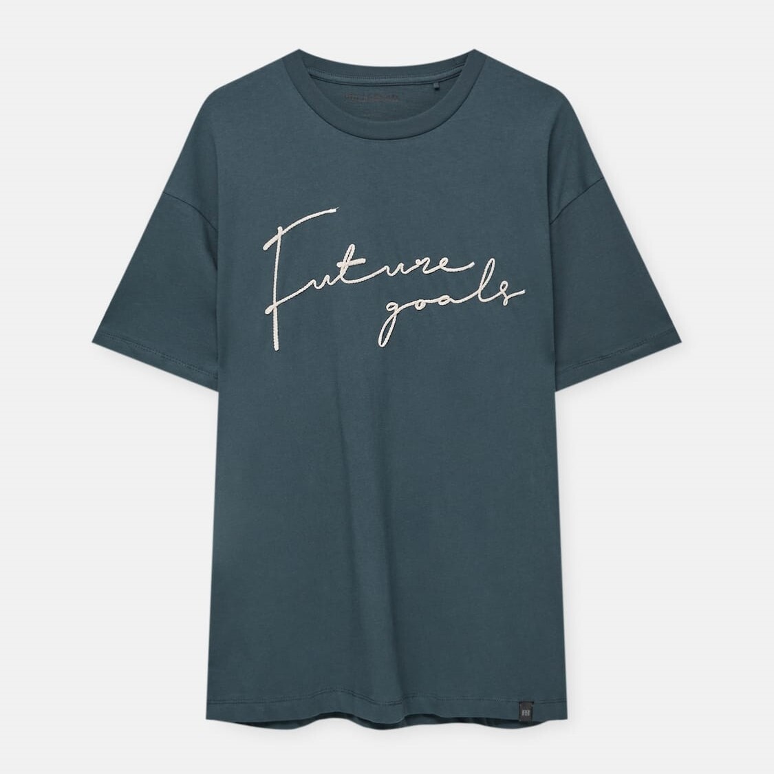 

Футболка Pull&Bear Embroidered Boxy-fit, темно-синий