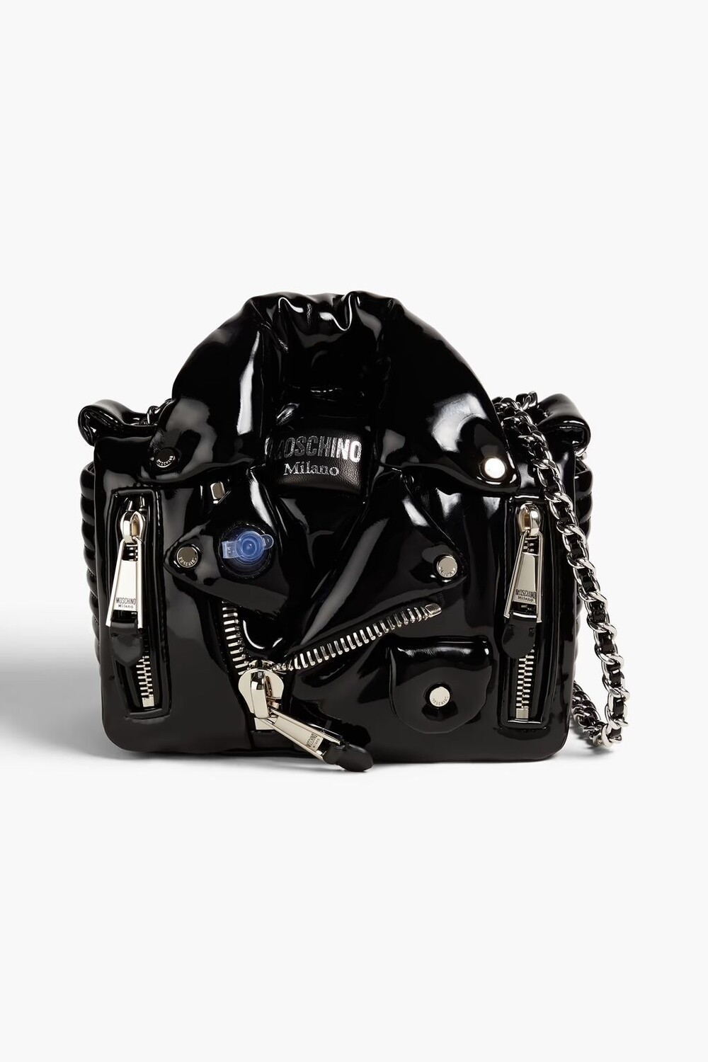 

Украшенная сумка на плечо из искусственной лакированной кожи Moschino, черный
