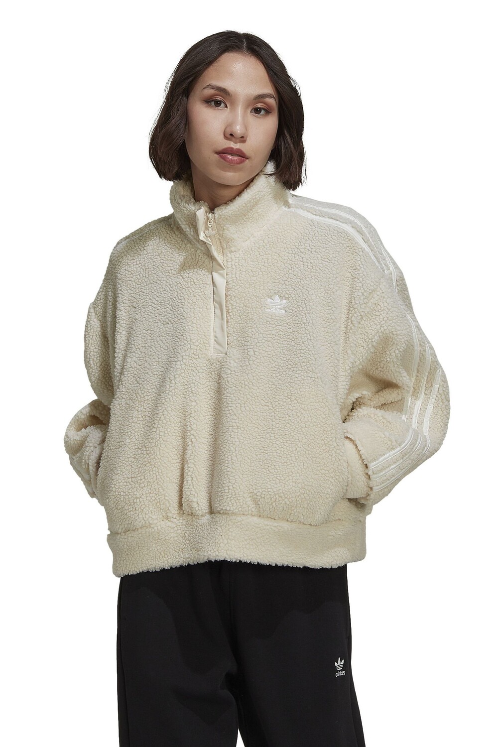 

Флисовая толстовка adidas Originals Adicolor Classic белого цвета с дубленкой и короткой молнией adidas originals, белый