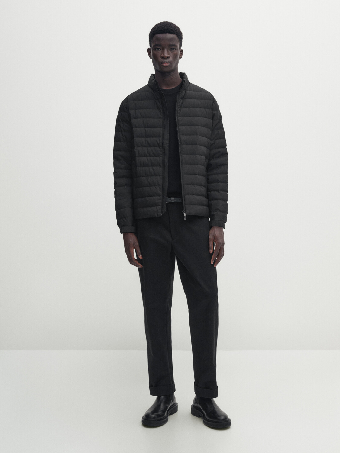 

Куртка пуховик с наполнителем пух и перо Massimo Dutti, черный