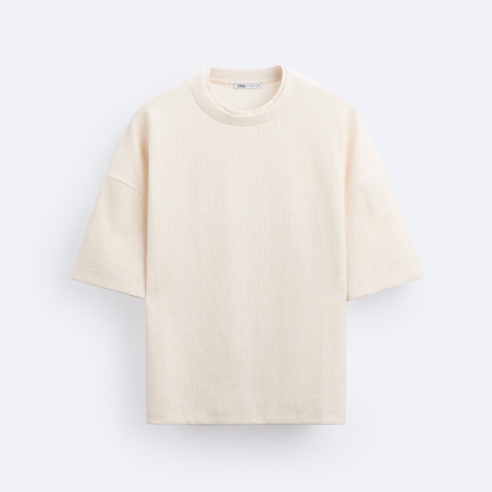 

Футболка Zara Irregular Jacquard, кремовый