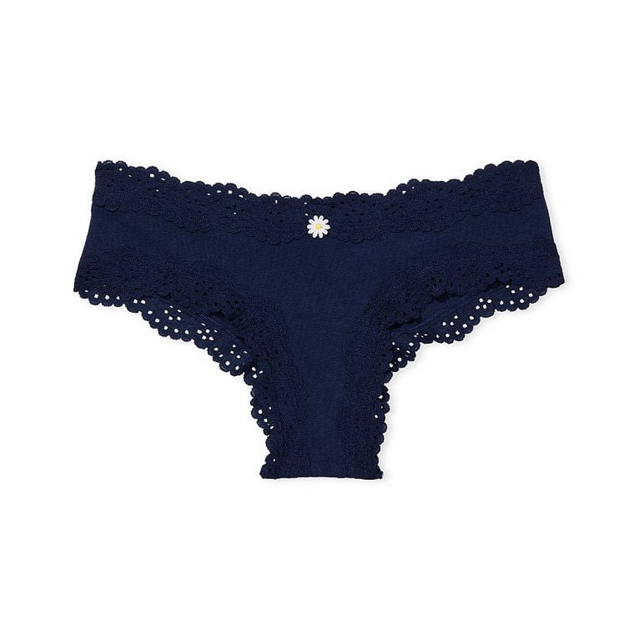 

Трусы Victoria's Secret Lace Waist Cotton Cheeky, глубокий синий