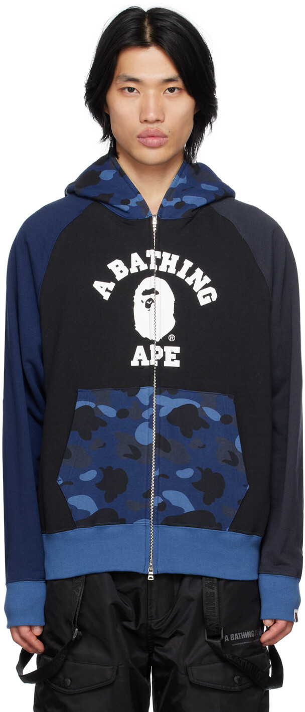 

Свободная худи темно-синего цвета с камуфляжным принтом BAPE