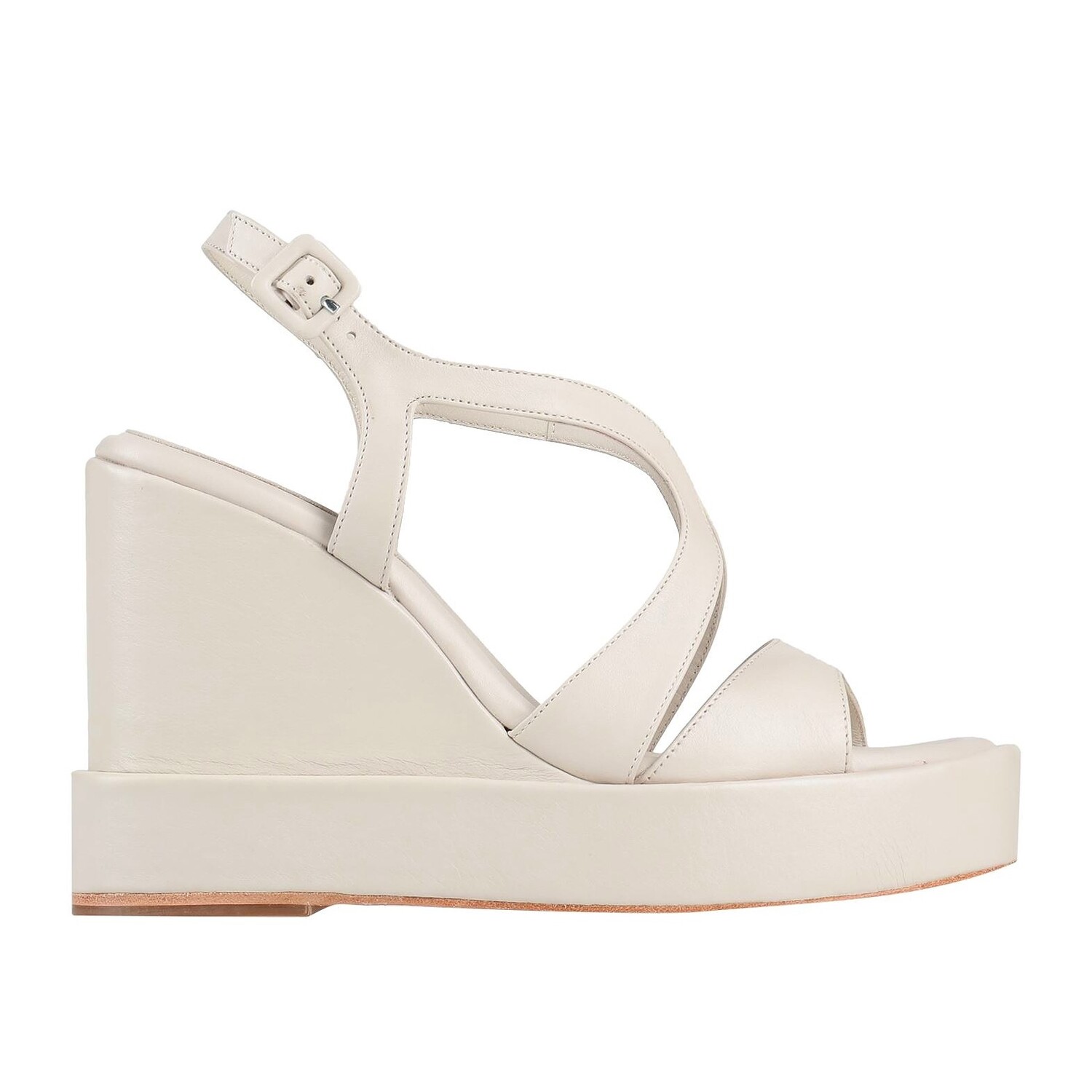 

Сандалии Paloma Barceló Nappa Leather Round Toeline Wedge Heel, кремовый
