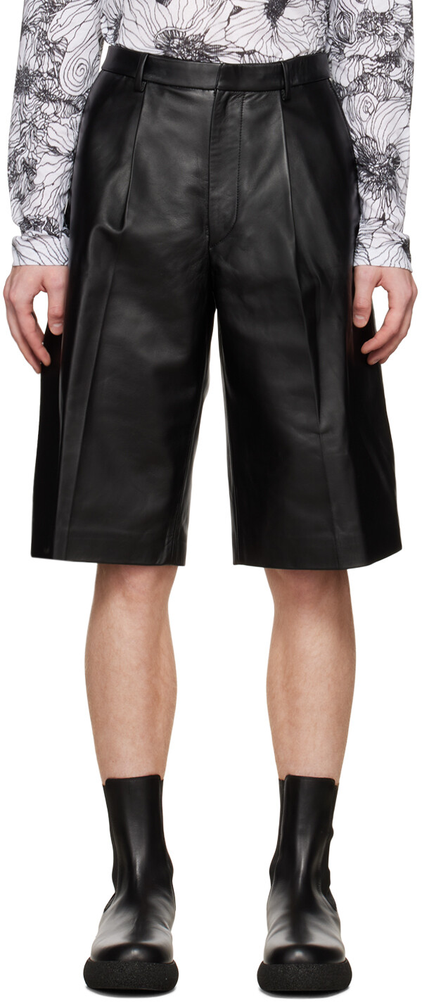 

Черные кожаные шорты Dries Van Noten