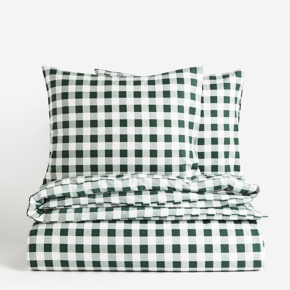 

Комплект двуспального постельного белья H&M Home Flannel King, темно-зеленый