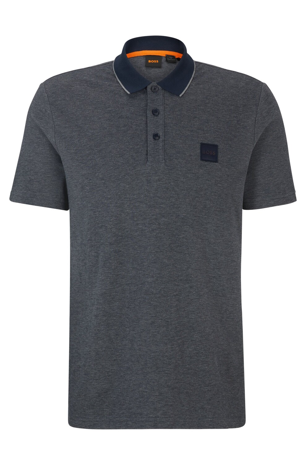 

Футболка поло Boss Cotton-piqué With Twill Logo Badge, темно-синий/серый