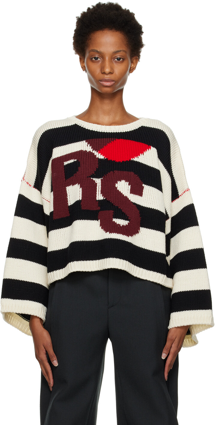 

Черно-белый свитер в полоску Raf Simons