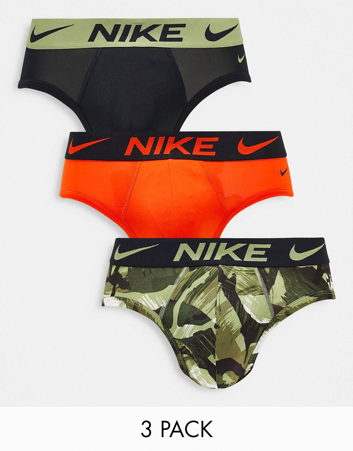 

Набор из 3 трусов-хипстеров Nike оранжевого/камуфляжного/черного цвета