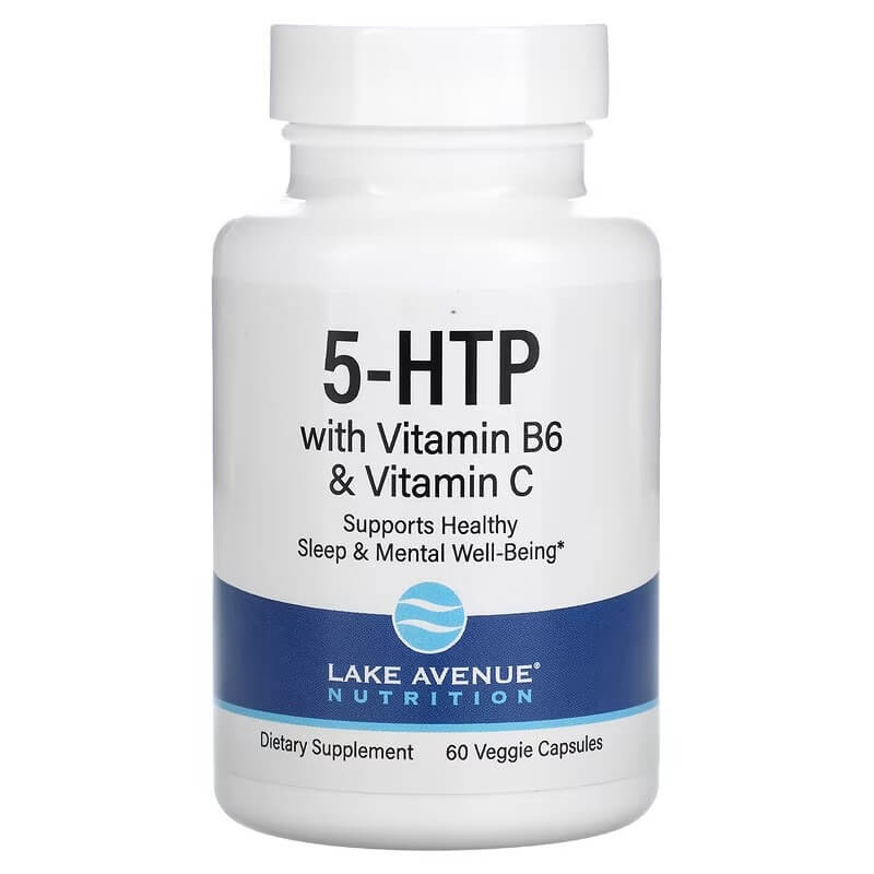 цена 5-HTP Lake Avenue Nutrition с витамином B6 и витамином C, 60 капсул