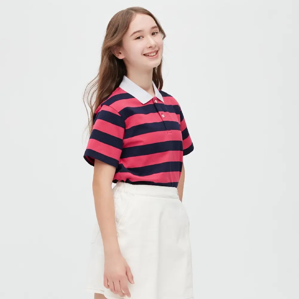 

Футболка-поло Uniqlo Kids Dry Pique Short Sleeved, красный/темно-синий
