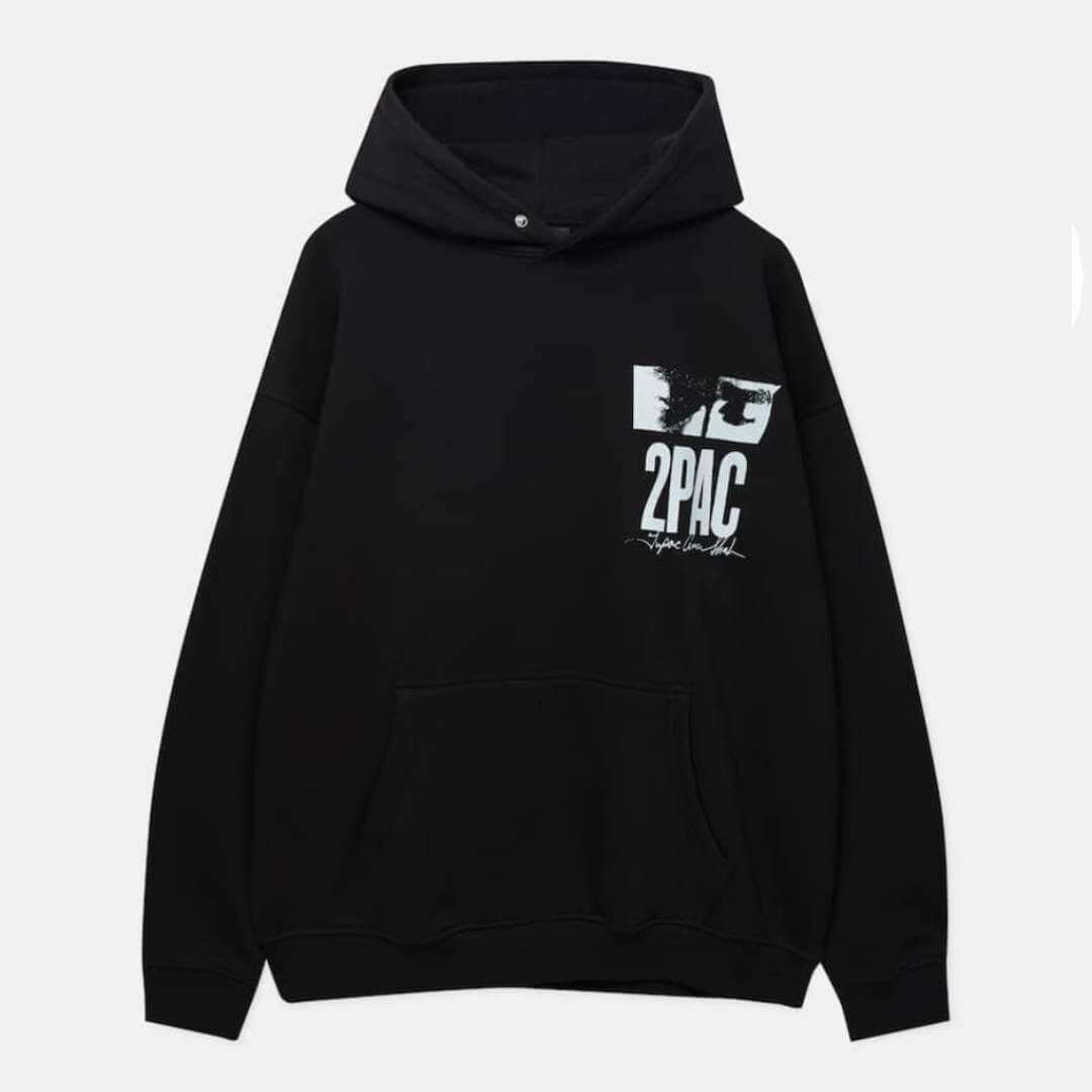 

Толстовка с капюшоном Pull&Bear Tupac, черный