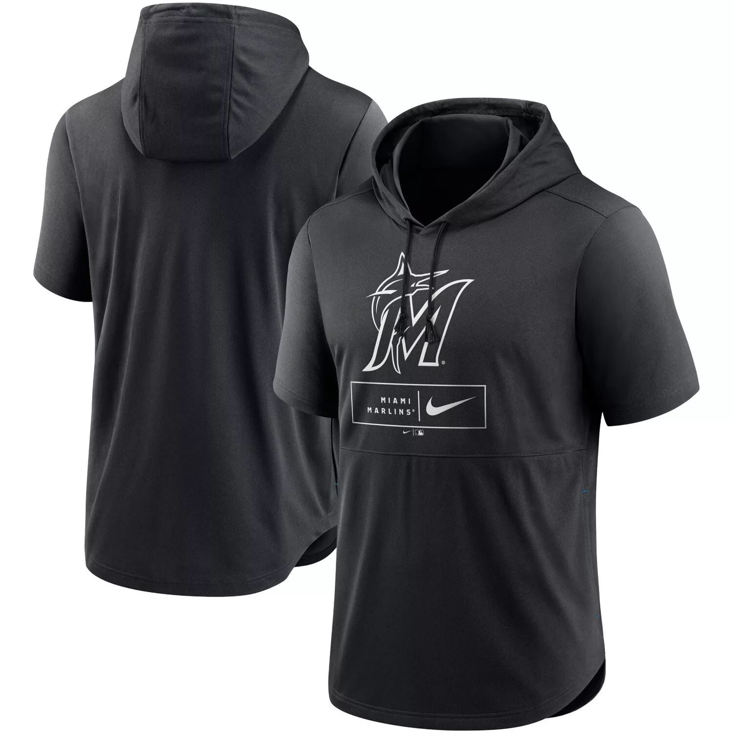 цена Мужская черная толстовка с короткими рукавами и короткими рукавами Nike Miami Marlins Logo Lockup Performance
