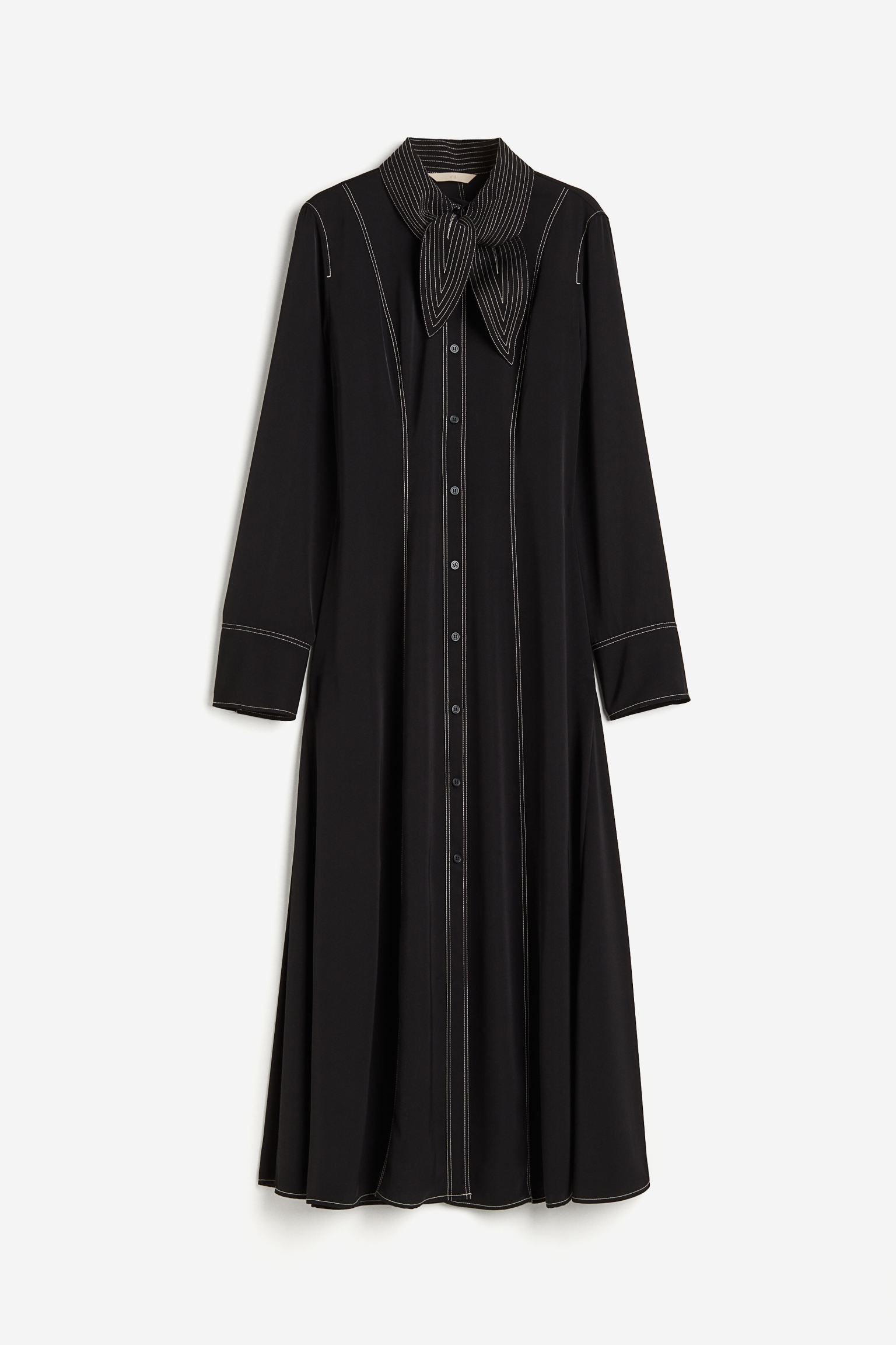 Платье H&M Twill With Scarf Collar, черный рубашка zara with scarf collar черный