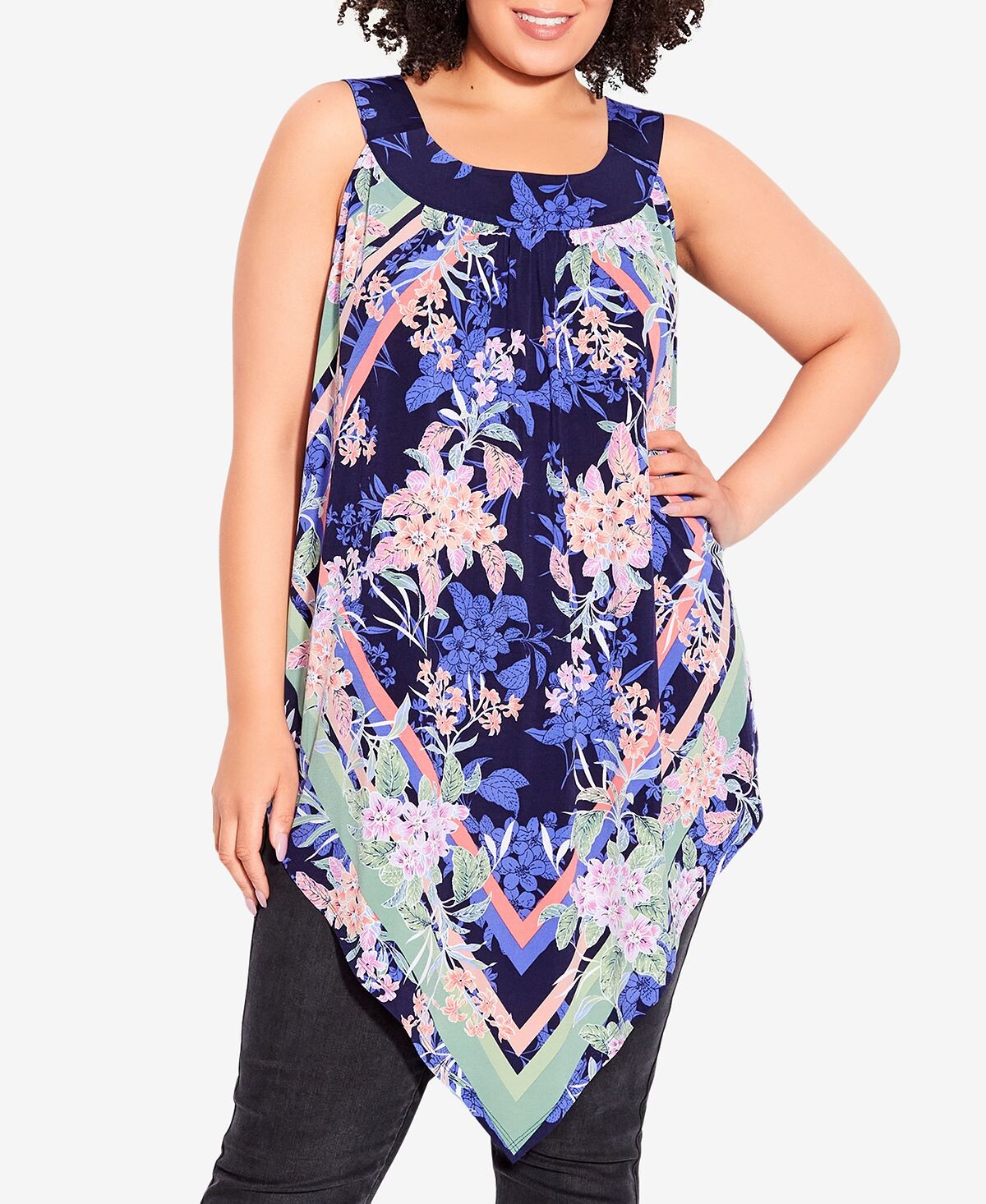 

Плюс размер туника с шарфом nicole top Avenue, мульти