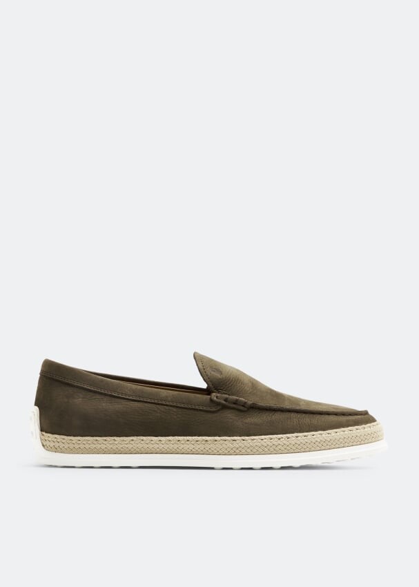 

Лоферы TOD'S Nubuck slip-on shoes, зеленый