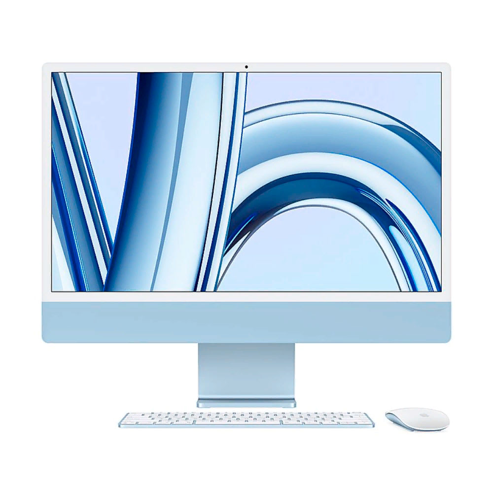 Моноблок Apple iMac 24'' М3 (2023), 8 CPU/10 GPU, 16ГБ/1 ТБ, No Ethernet, Blue, английская клавиатура моноблок apple imac 24 2021 8 cpu 8 gpu 16 гб 1 тб blue английская клавиатура