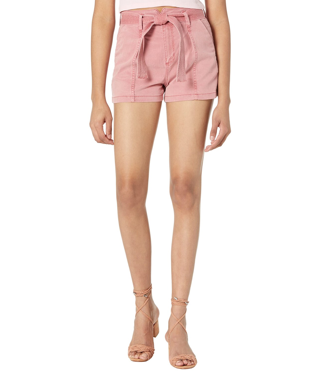 

Шорты Paige, Anessa Shorts w/ Peak Waistband + Seamed Pleats + Self Belt in Vintage Soft Rose