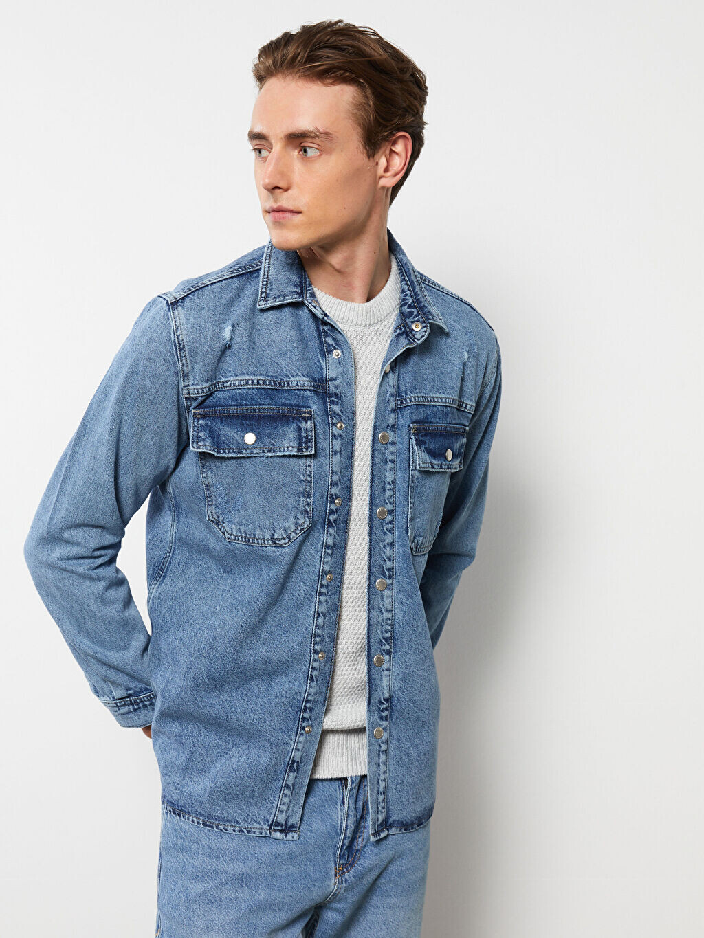

Мужская джинсовая куртка стандартного кроя LCW Casual, Синий