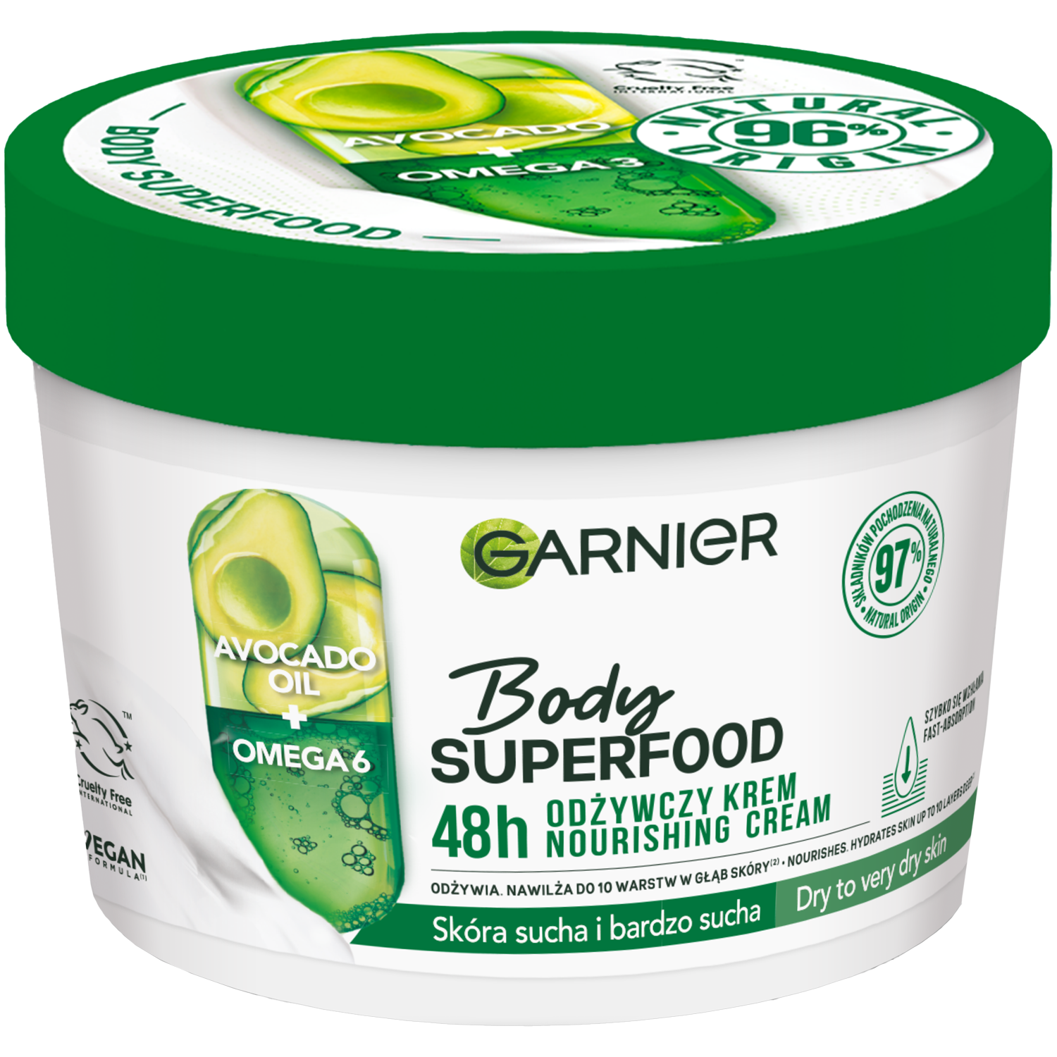 Garnier Body Superfood питательный крем для тела с авокадо, 380 мл - фото