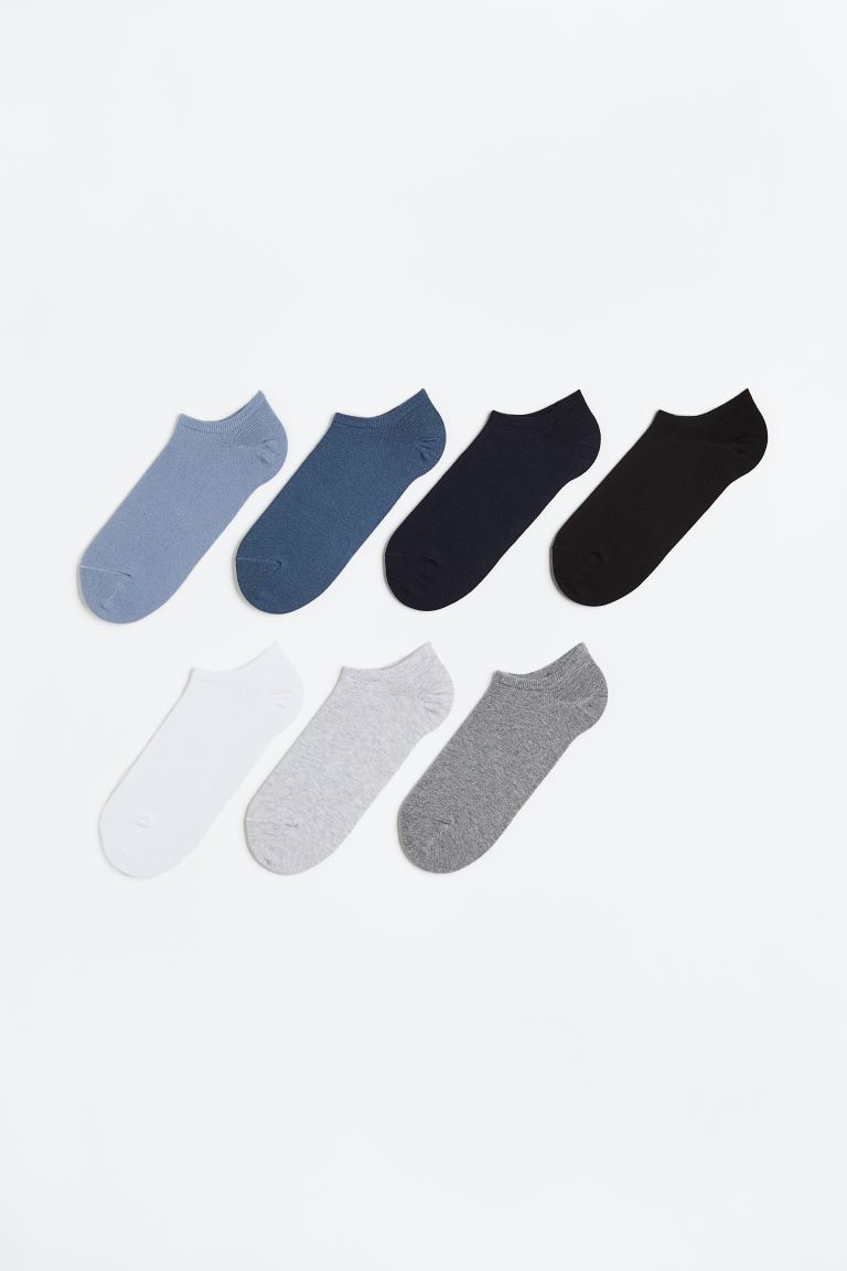 цена 7 пар коротких носков H&M, серый меланж/синий
