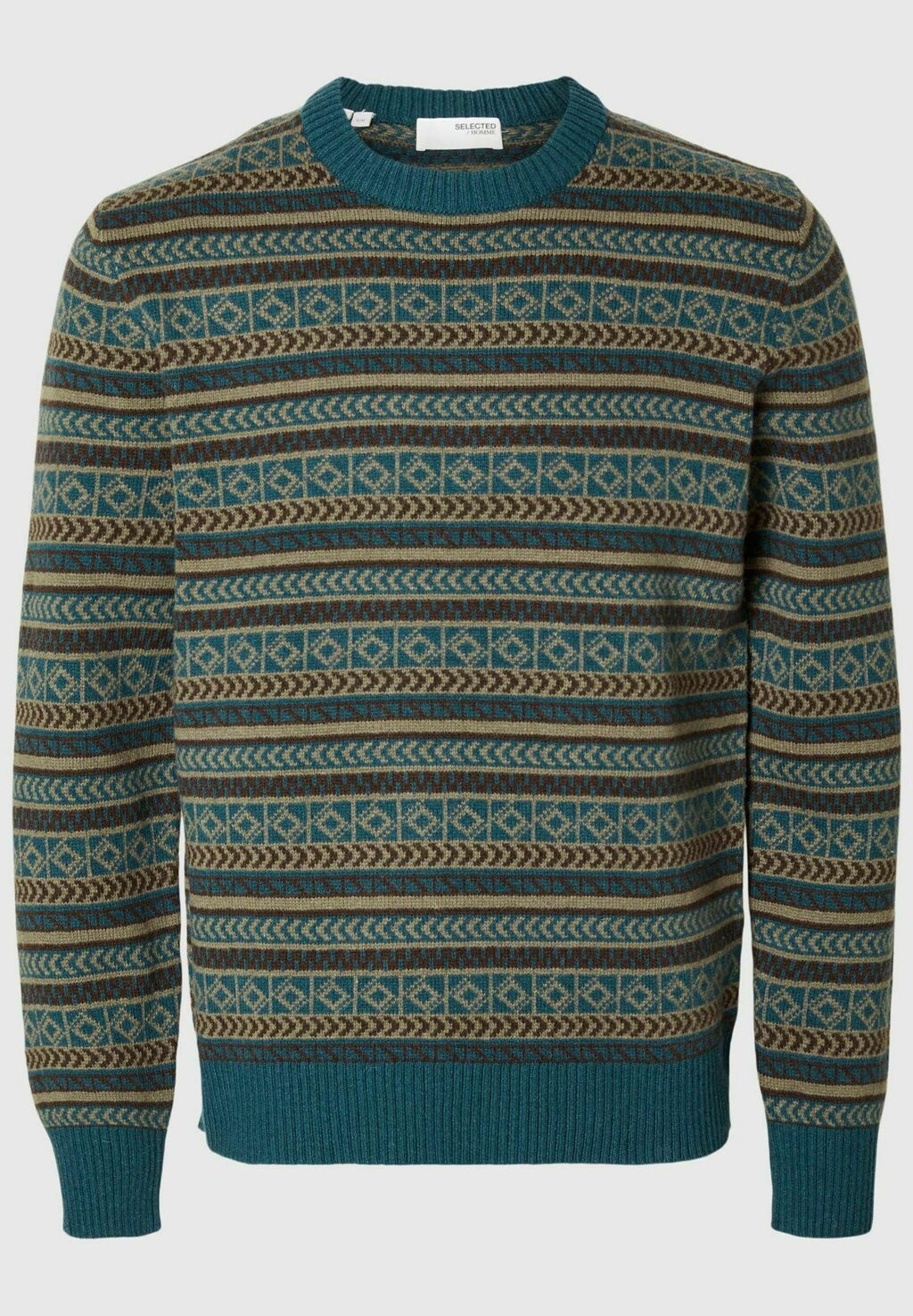 

Джемпер FADE FAIRISLE CREW NECK Selected Homme, зеленый