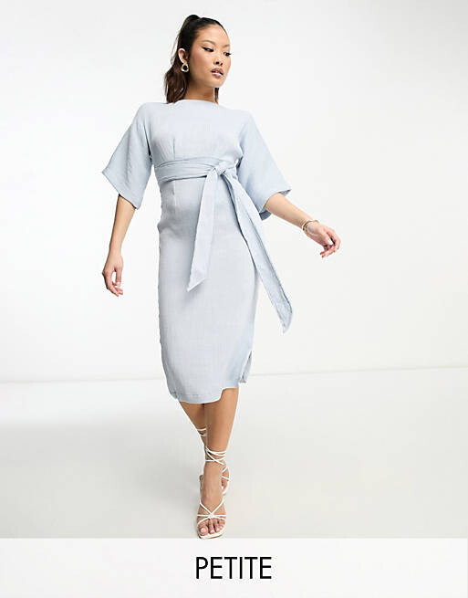 

Голубое платье миди в рубчик-карандаш Closet London Petite, Синий
