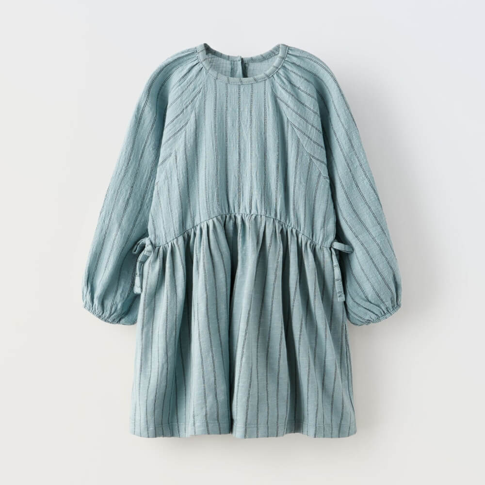 Платье для девочек Zara Contrast Striped, серо-синий футболка zara contrast ribbed striped зеленый белый