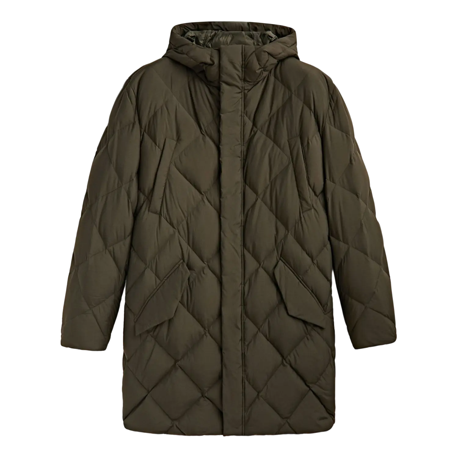 

Пуховик Massimo Dutti Hooded Down and Feather Puffer, коричневый