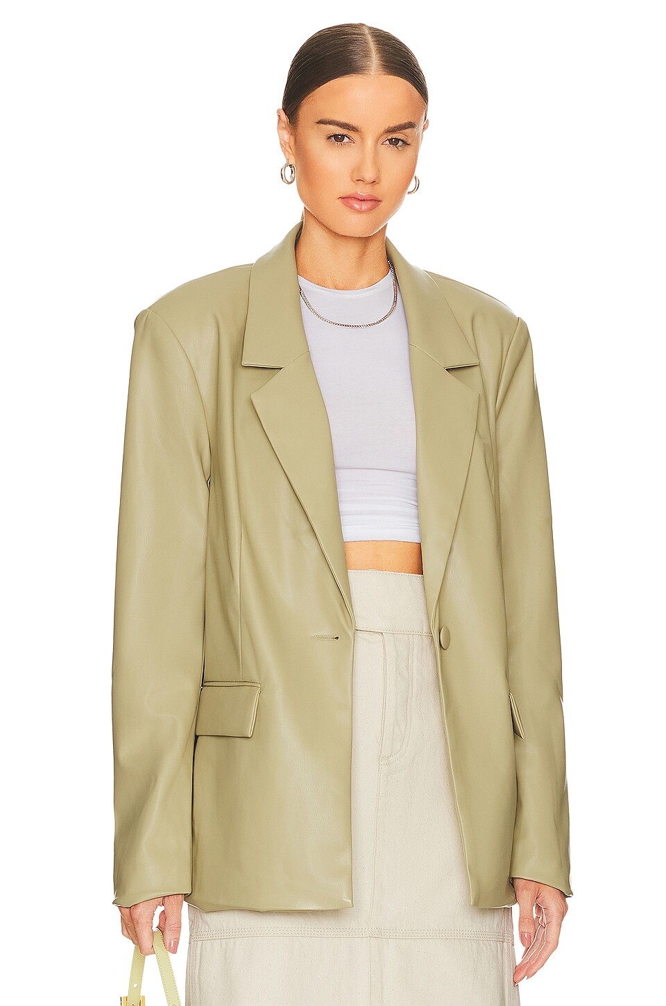 

Блейзер WeWoreWhat Faux Leather, цвет Oat