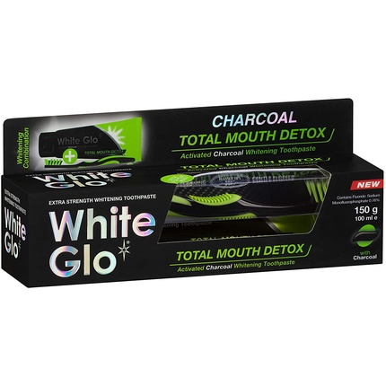 Зубная паста Glo Charcoal Total Mouth Detox 150 г, White