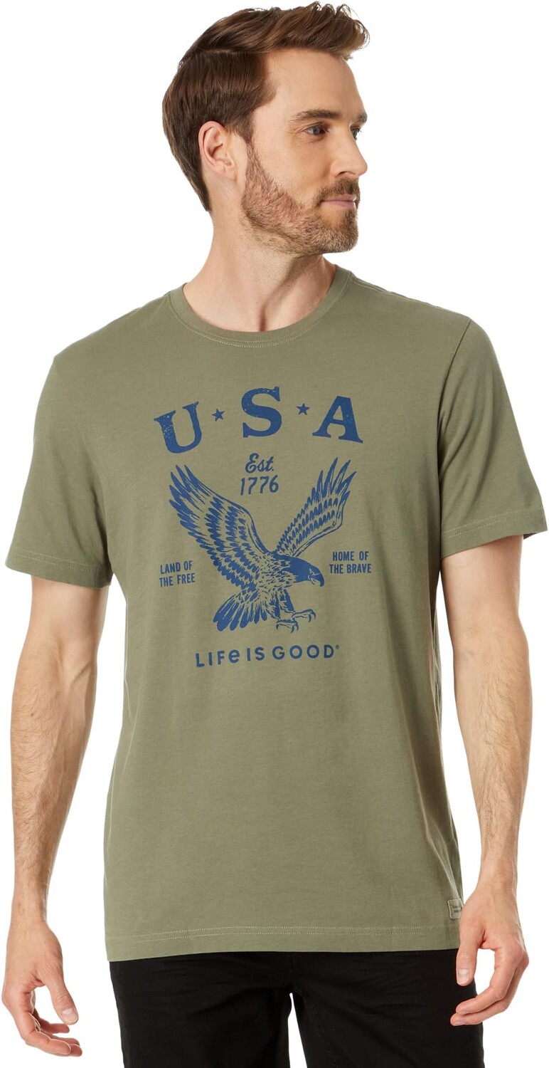 

Футболка Crusher-Lite с короткими рукавами USA 1776 Eagle Life is Good, цвет Moss Green