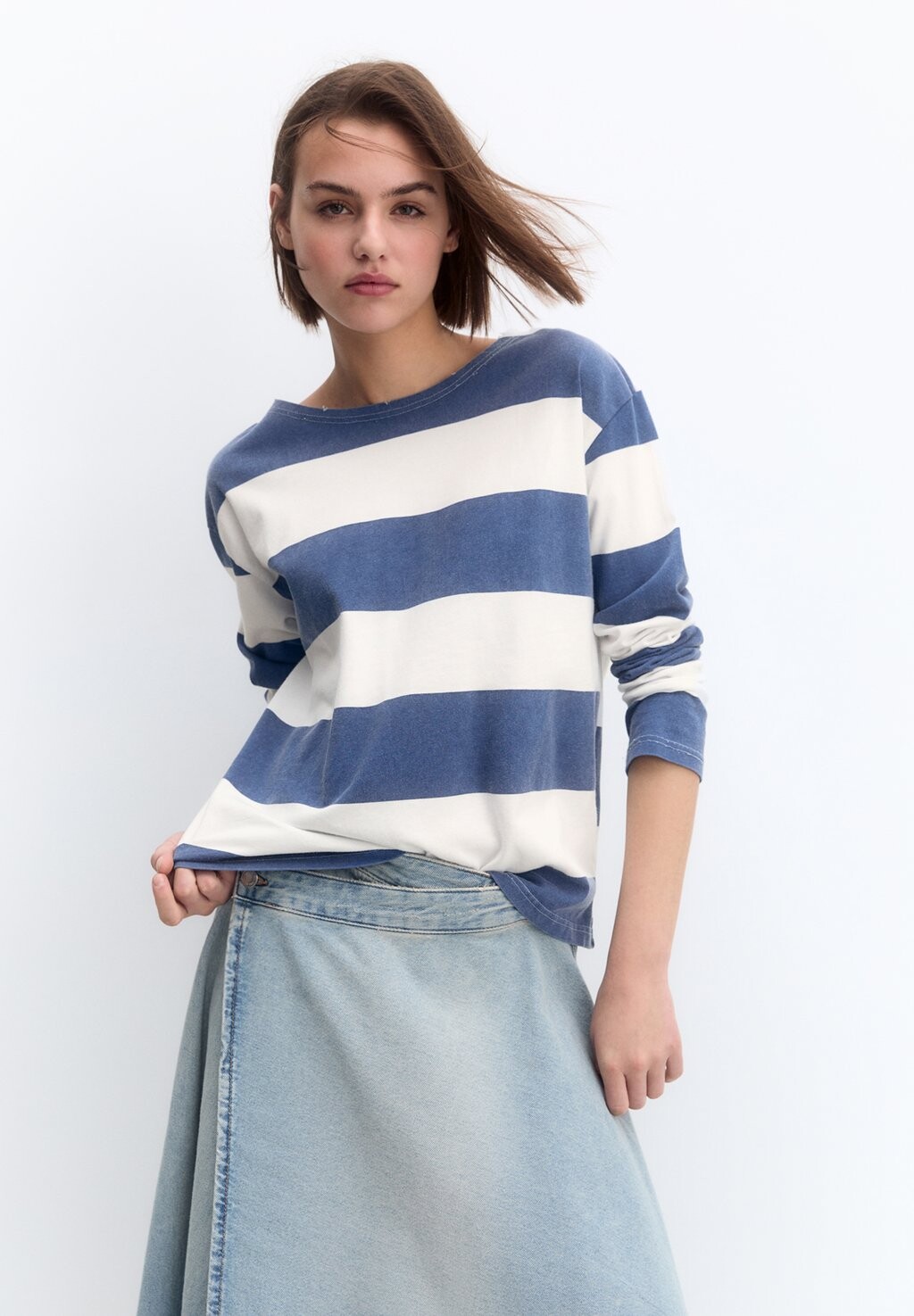 

Блузка с длинными рукавами PULL&BEAR, синий
