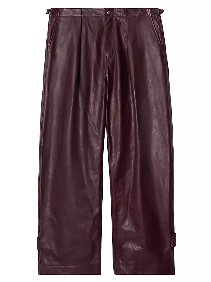 Кожаные штаны Burberry, цвет plum