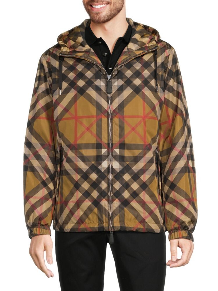 

Утепленная куртка в клетку с капюшоном Burberry, бежевый