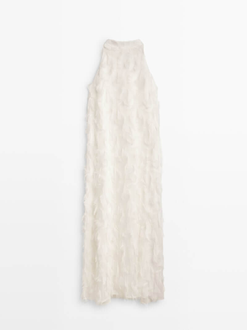 

Платье Massimo Dutti Frayed Halter - Studio, белый