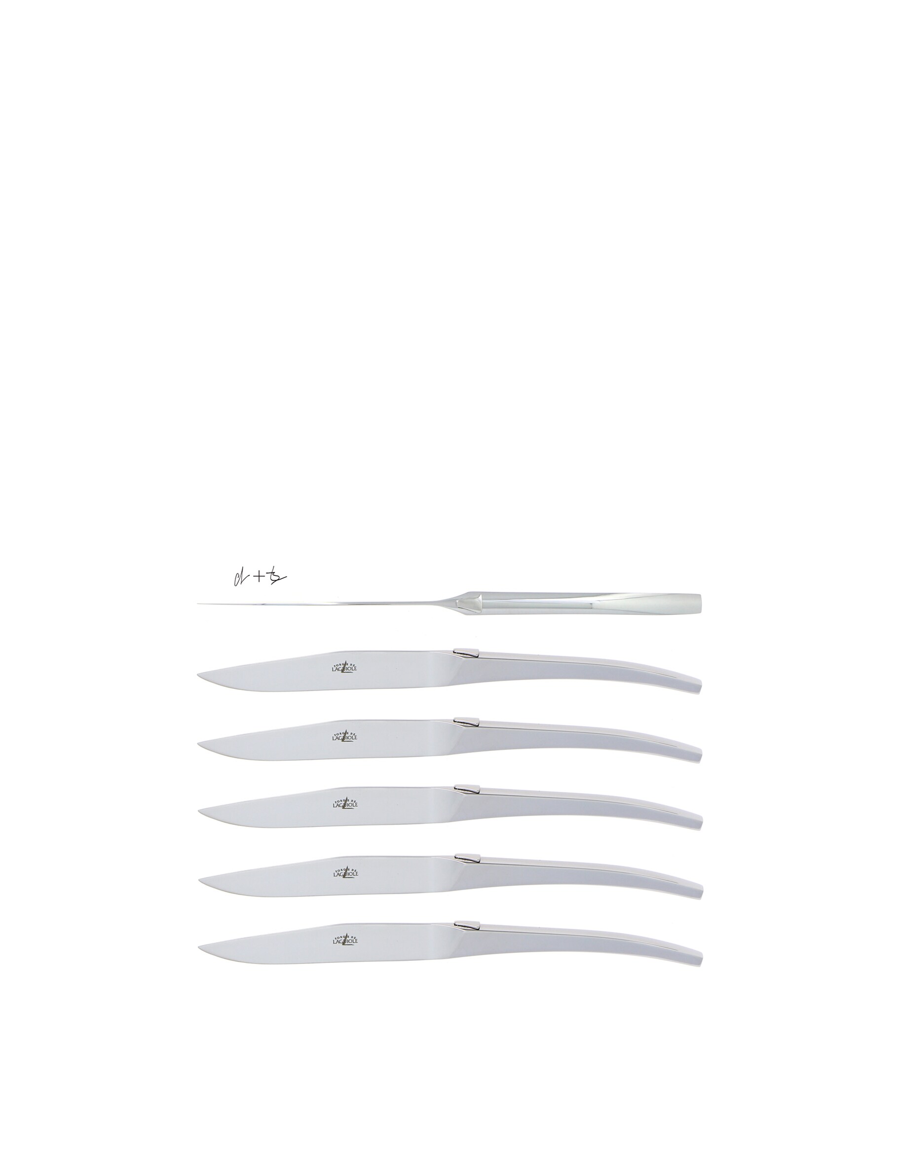 Набор столовых ножей Lefebvre из нержавеющей стали (6 шт.), серый Forge De Laguiole сабля en aubrac sabre сhampagne olivier для сабража 40 см cms99oli hzb1 forge de laguiole