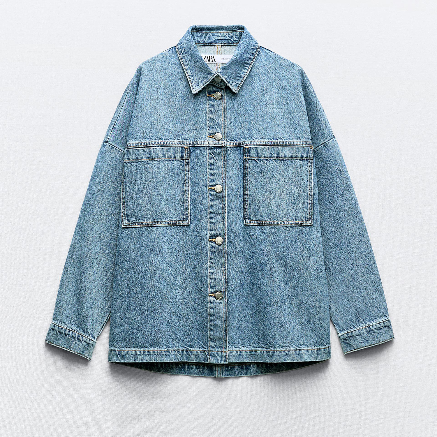 Джинсовая куртка Zara Z1975 With Patch Pockets, синий куртка zara textured with pockets бежевый