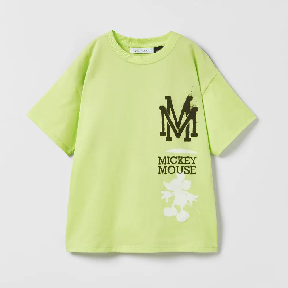 

Футболка Zara Neon Graffiti Mickey Mouse Disney, белый