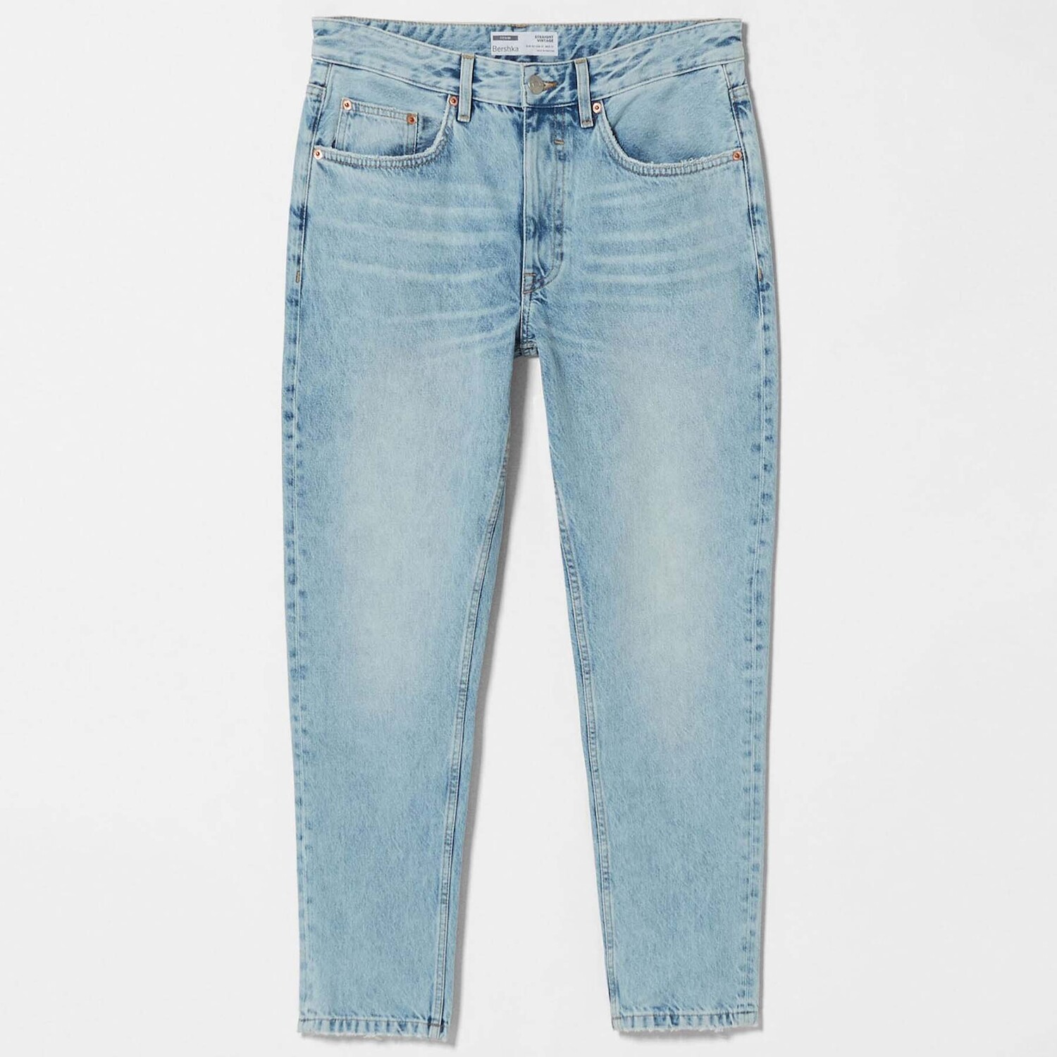 

Джинсы Bershka Straight Fit Vintage, светло-голубой