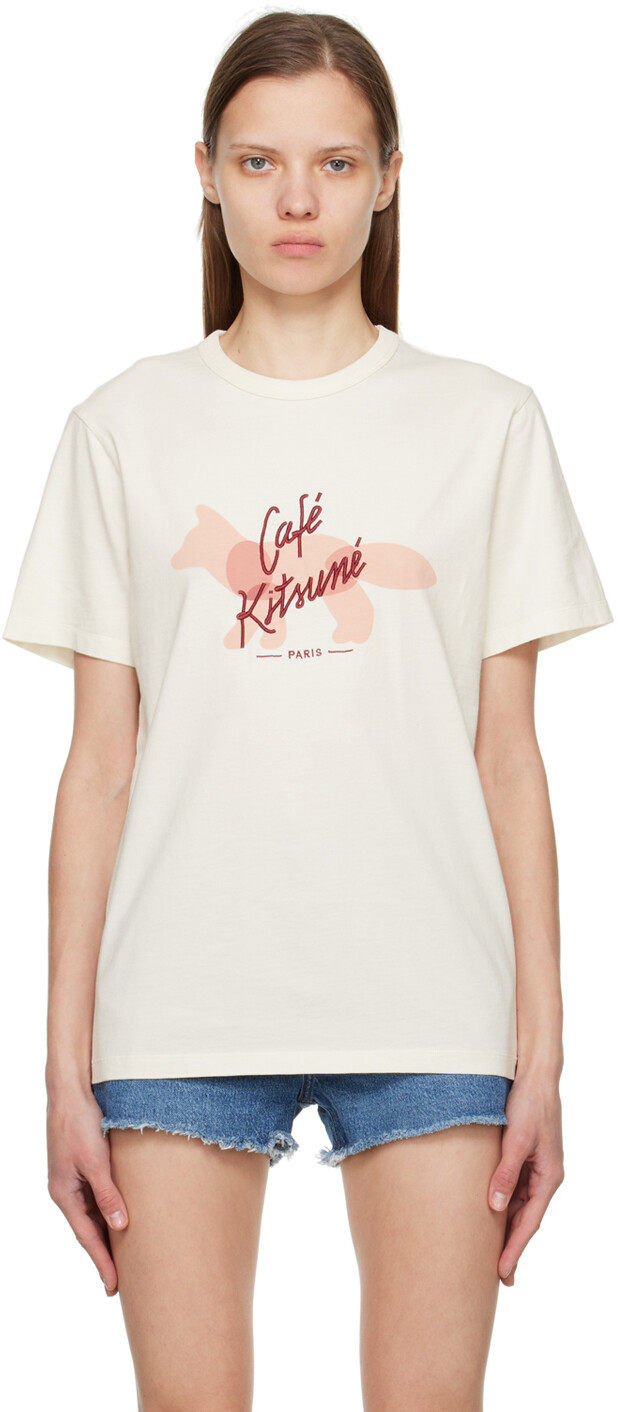 

Классическая футболка Off-White Fox Cafe Kitsune Maison Kitsuné, Белый