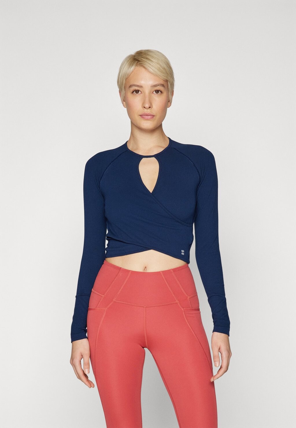 

Топ с длинными рукавами MINDFUL SEAMLESS WRAP LONG SLEEVE TEE Sweaty Betty, цвет navy blue