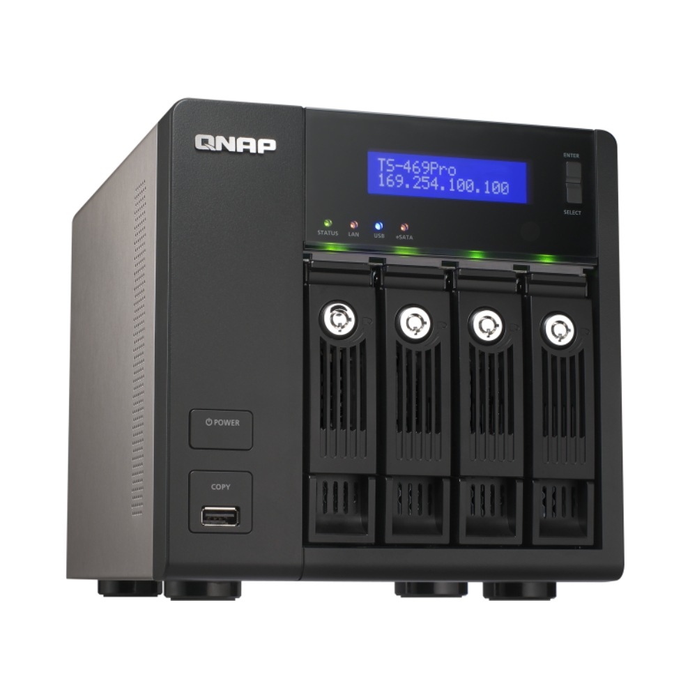 Сетевое хранилище QNAP TS-469 Pro, 4 отсека, 1 ГБ, без дисков, черный док станция wavlink для жестких дисков sata usb 3 0 корпус для жестких дисков 2 5 3 5 дюйма hdd ssd dual bay sata to usb3 0 чехол бокс