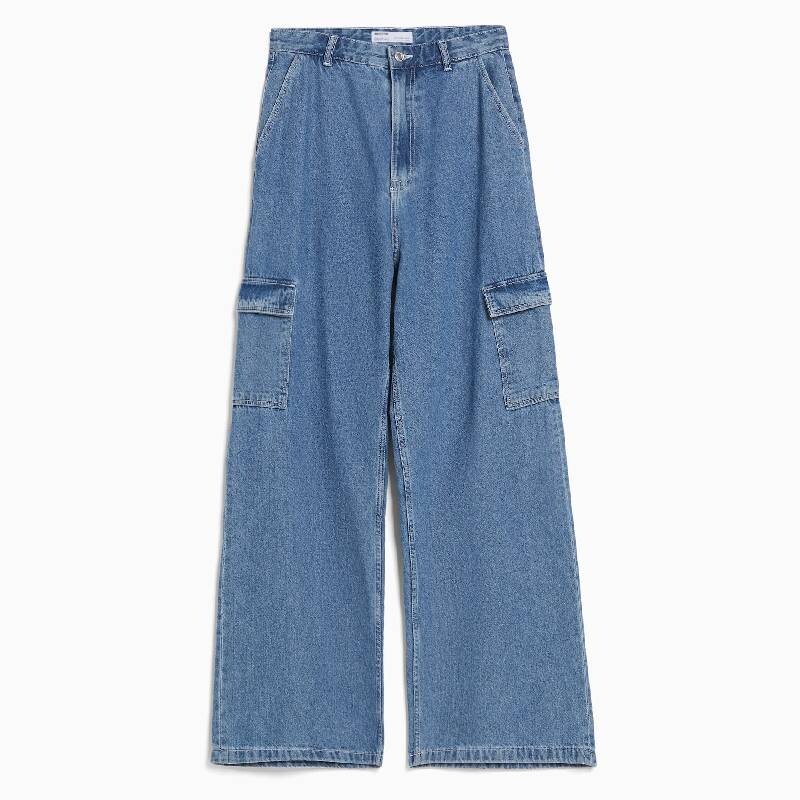 

Джинсы Карго Bershka Wide-leg, синий