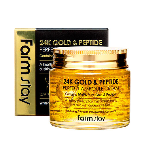 

Farm Stay 24K Gold & Peptide Perfect Ampoule Крем-ампула для лица с 24-каратным золотом и пептидами 80мл